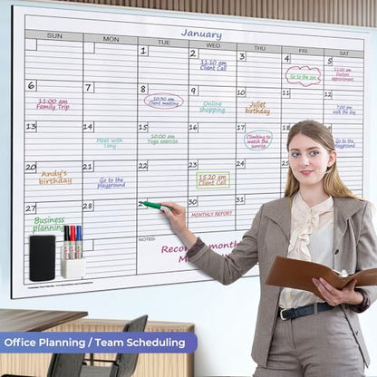 Extra Large Magnetic Dry Erase Calendar, 38x50” - color: Magnetic