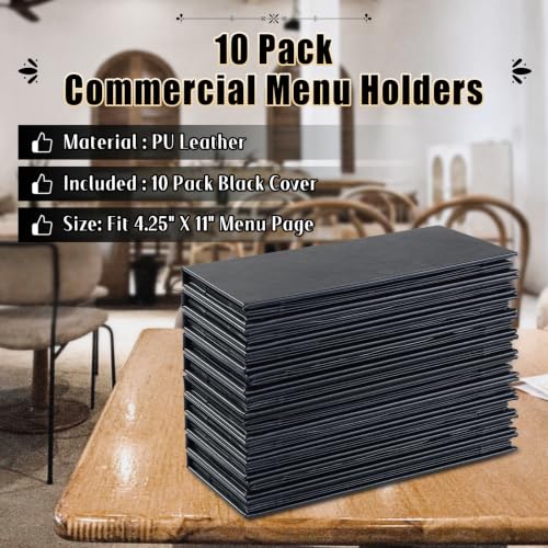 10pcs 4 View Restaurant Menu Covers 4.25 x 11" with PVC Cover - size: 10 pcs/4.25 x 11"/4 views