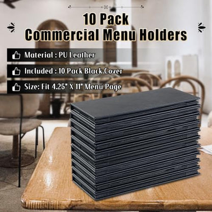 10pcs 4 View Restaurant Menu Covers 4.25 x 11" with PVC Cover - size: 10 pcs/4.25 x 11"/4 views
