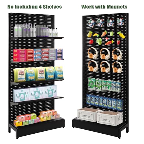 Eastern Tree Pegboard Display Stand, 3x6.5 Feet Gondola Retail Shelving Wall Display for Convenient Grocery Office Supply or Retail Stores, Standing Peg Board Display Rack, No Including 4 Shelves - size: 1 Unit 3 x 6.5 Feet