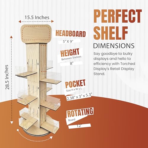 4-Sided Rotating Display Stand - Stationary, Greeting Cards, Stickers, Postcards, Coasters, Napkins - Heavy-Duty, Smooth Rotation, Easy to Assemble, Craft Shows, Trade Shows, Farmers Markets (Natural) - color: Natural
