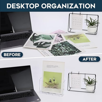 xydstay Acrylic Brochure Holder 8.5x11, Clear Display Stand, 2 Pack - size: 8.5×11