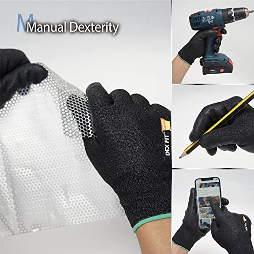 DEX FIT Level 5 Cut Resistant Gloves Cru553 Prime - 3D-Comfort Fit, Firm Grip, Thin & Lightweight, Touchscreen Compatible, Durable, Breathable, Machine Washable; Black XS (6) 1 Pair - color: Prime Black, size: X-Small