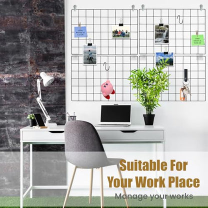 CIKLCIX Wire Wall Grid Panel Set of 4, Photo Display Board & Memo Board - color: Black, size: 4 Pack