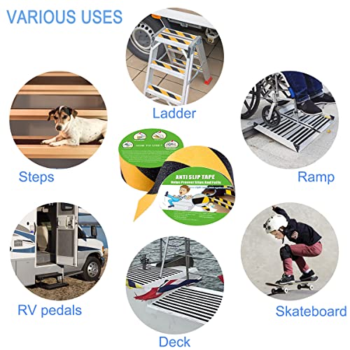Yorwe Anti Slip Tape Stairs & Ramps, Traction Grip(2" x 190", Black/Yellow) - color: Black / Yellow, size: 2" Width x 190" Long
