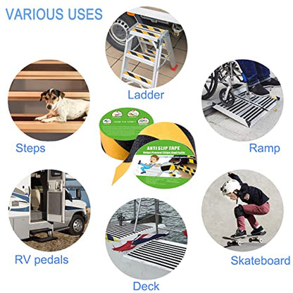 Yorwe Anti Slip Tape Stairs & Ramps, Traction Grip(2" x 190", Black/Yellow) - color: Black / Yellow, size: 2" Width x 190" Long
