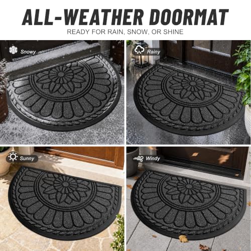 Mibao Half Round Door Mat, 47"x32", Grey, Non-Slip Welcome Entrance - color: Grey, size: 2'8" x 3'11" (Semicircular)