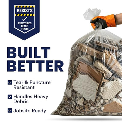 Plasticplace Contractor Trash Bags 42 Gallon │ 3.0 Mil │ Clear Heavy Duty Garbage Bag │ 32.6” x 46.4” (50 Count), Transparent, B001C0SIUG - color: Transparent, size: 1 Count (Pack of 50)