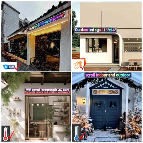 P10 Programmable Led Sign Display Digital Open Sign Custom Banner Outdoor Signs For Businesses Advertising Message Board Word Light Wifi Control High Brightness Neon 115"X14" - size: P10 115"x14"x2" Indoor/Outdoor