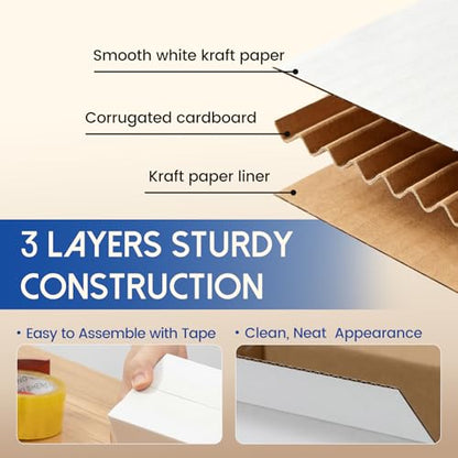 Mefleet 8x8x8" Shipping Boxes 25 Pack Corrugated Cardboard Square Box White - size: 8x8x8 inches (25 Pack)