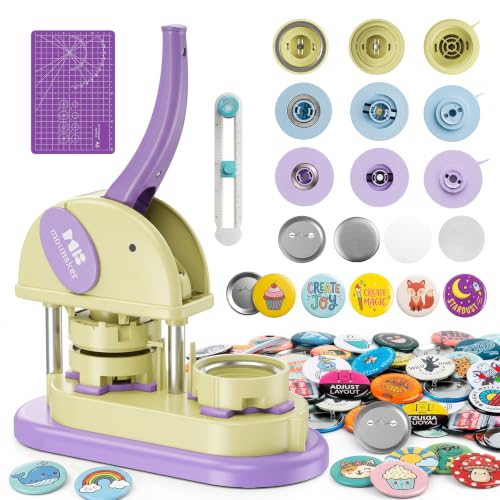 Elephant Button Maker Machine 3 Sizes, DIY Pin Maker Machine 1+1.25+2.25 inch, Interchangeable Button-Models Badge Button Press Machine with 300 Sets 25+32+58mm Button Maker Supplies 2026 New - color: Purple 1+1.25+2.25 inch