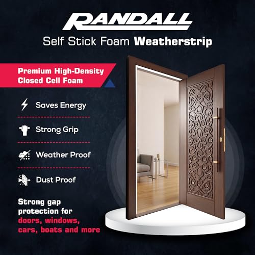Foam Weather Stripping/Door Window Seal - Weather Stripping Foam Tape, 17 Ft Door Seal Strip, EVA Material, High Density 1/4" Thick, No Residue Adhesive (1" Wide) - size: 1" Wide
