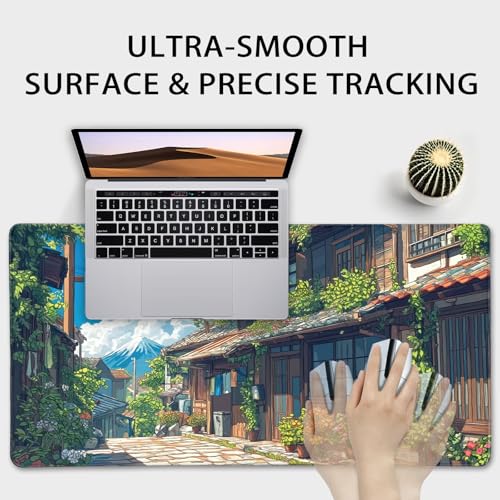 Japanese Street Scene Large Gaming Mouse Pad Desk Mat 31.5"x15.7" - color: Japanese Street