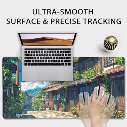 Japanese Street Scene Large Gaming Mouse Pad Desk Mat 31.5"x15.7" - color: Japanese Street