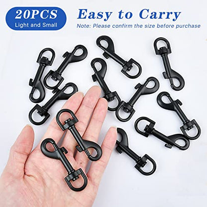 20Pcs Bolt Snap Hooks for Dog Leash Clips, Metal Heavy Duty Swivel Snap Hook Leash Hardware for Linking Dog Collar, Pet Harness, Key Chains, Purse Straps, DIY Project - color: Black-20pcs-0.6*2.56 in