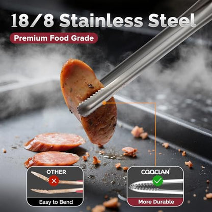 Precise Serrated Non-Slip Tips Cooking Tongs 2 Set (9.5" & 11.5") - size: 9.5"+11.5"