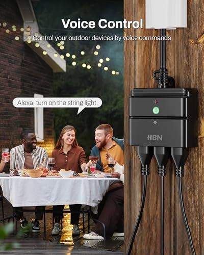HBN Outdoor Smart Plug, WiFi Smart Outlet Plug with 3 Independently Outlets - style: 3 Outlets-1PC