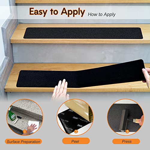S&X Outdoor Stair Treads Non-Slip 6x24in, 5-Pack, Black - color: Black, size: 6" x 24"