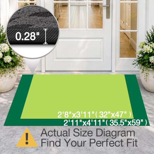 LUMI Outdoor Door Mat Traps & Hides Dirt 32x47, Outside Entrance, Leaf - color: Grey Leaf, size: 2'8" x 3'11" (32"x47")
