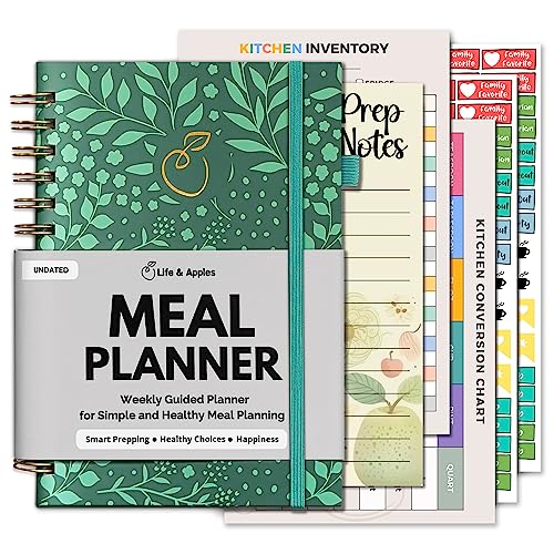 Life & Apples Weekly Meal Planner Notebook with Grocery List, Forest - color: Forest