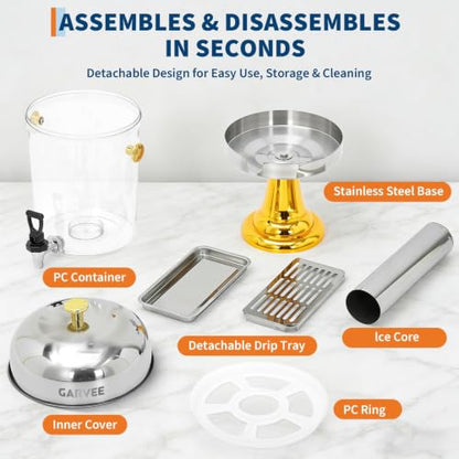 LinTimes Commercial Stainless Steel Beverage Dispenser Single Spigot - color: Gold, size: 2.2 Gallon