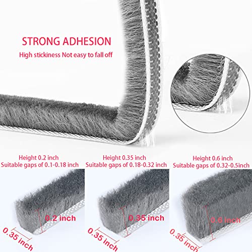 33 Ft Gray Self-Adhesive Soundproofing Weather Stripping for Doors and Windows, 0.35" Wide x 0.2" Thick (Pack of 2) - size: 33FT, 0.35'' Wide X 0.2'' Thick (Pack of 2)