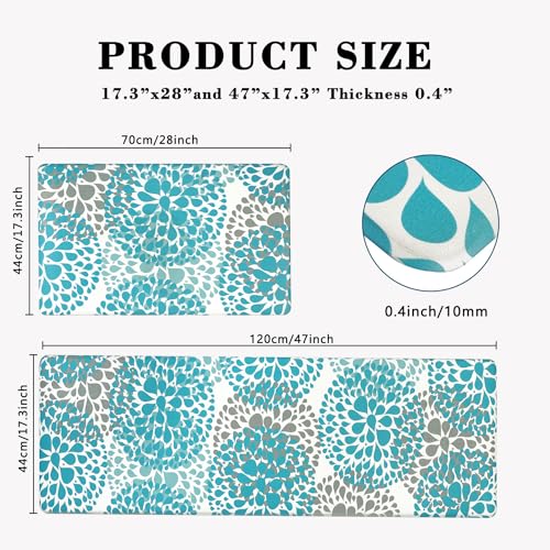Homcomoda Kitchen Rugs Set Anti Fatigue Kitchen Floor Mat Easy to Clean 2Piece Non Slip Comfort PVC Leather Heavy Duty Standing Mats Indoor Outdoor(17.3"×28" and 17.3"×47") - color: Teal, size: 17.3"x28"+17.3"x47"/0.4inch