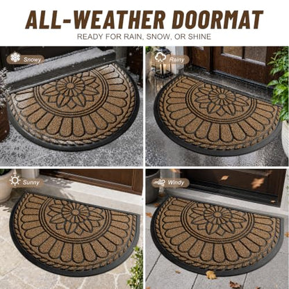 Mibao Half Round Door Mat, 47"x32", Brown, Non-Slip Welcome Entrance - color: Brown, size: 2'8" x 3'11" (Semicircular)