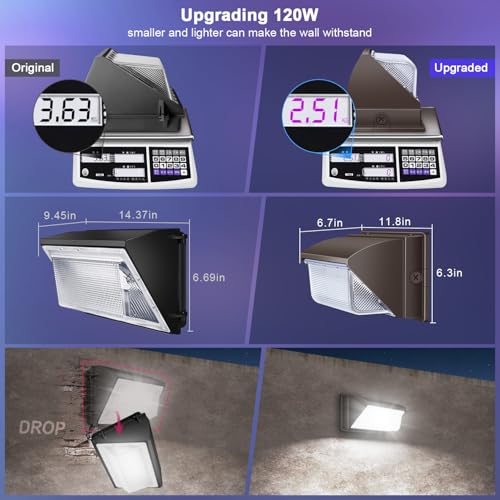 ledmo 120W LED Wall Pack Light Outdoor 6 Pack Exterior Commercial Lighting Fixture Waterproof Wall Mount for Parking Barn Warehouse Shop - size: 6 Pack Non Photocell