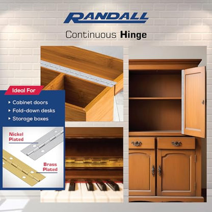 1 1/2" Continuous Hinge (Piano Hinge) 2, 3, 4, 6 and 7 FT Lengths (3 FT, Brass Plated) - size: 3 Feet, style: Brass Plated