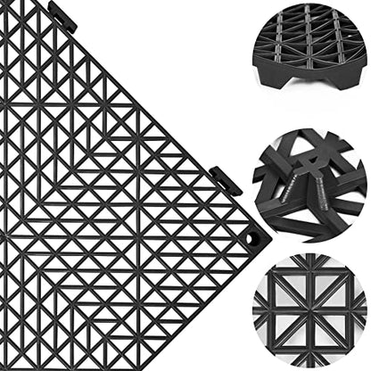 ToLanbbt Modular Interlocking Cushion 12P 11.8" x 11.8" Interlocking Rubber Floor Drain Holes Non-Slip Splicing Drainage Mats for Deck, Shower, Kitchen, Drain Pool, Sauna Bath, Indoor Outdoor (Black) - size: 12 PCS