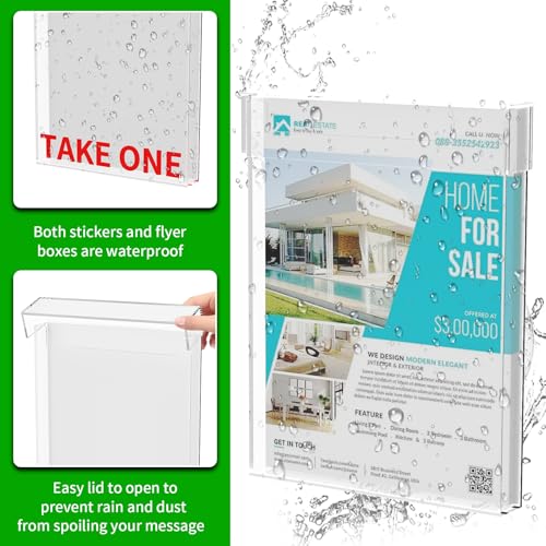 Outdoor Permit Brochure Box，Real Estate Flyer Box Waterproof with Lid-Take One Document Holder Can Hold 180, 8.5 x 11 Documents, Flyers & Brochures or Other Outdoor Marketing Needs
