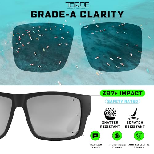 TOROE VALLEY Polarized z87+ Men Sunglasses - color: Matte Black | Black Emblem | Silver