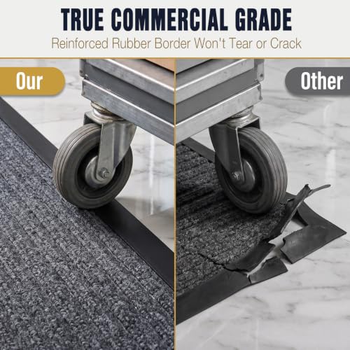 Commercial Floor Mat 2Pcs 3'x5' Grey Heavy Duty Rubber Entrance Rug - size: 3 x 5 feet - 2 Pack