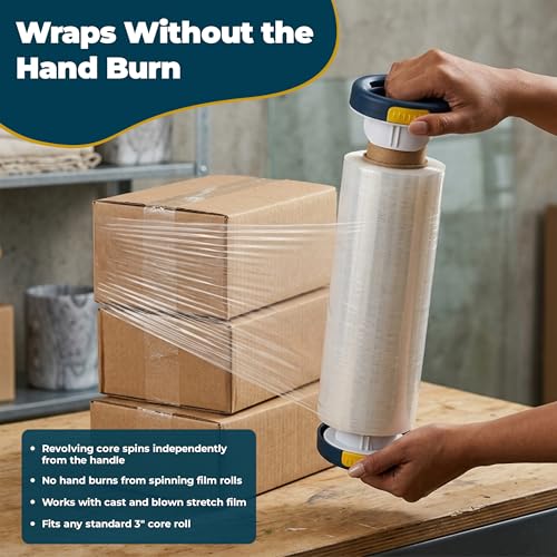 Stretch Wrap Dispenser with Brake, Film Hand Saver, 3 in Core