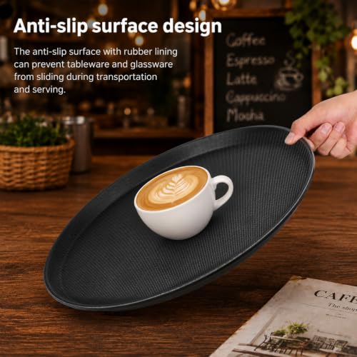 8 Pcs 16'' Restaurant Serving Trays with Non Slip Rubber Lined