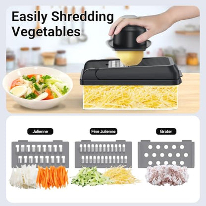 15-in-1 Vegetable Chopper with 10 Blades, Food Veggie Cutter, Gray - color: Gray, size: 10 Blades