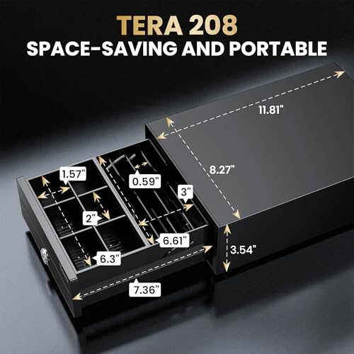 Tera Cash Register Drawer 8 Inch: 4 Bill 6 Coin Media Slot for POS, 208 - size: 8" 4 Bill 6 Coin