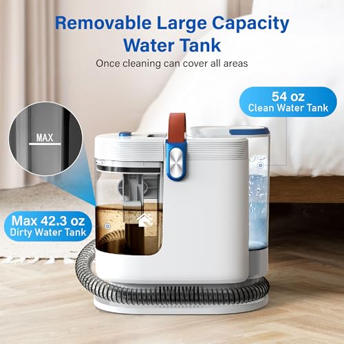WURESE Portable Carpet Cleaner Machine – Handheld Deep Cleaner with Self‑Cleaning System & 2 Brushheads, Blue