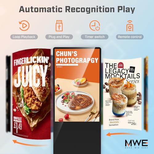 MWE 37 Inch Indoor Digital Signage Display Kiosk LCD Standing Commercial Poster Multimedia Advertising Display Totem with USB/HDMI/WiFi - color: Black, size: 37 inch, style: NonTouch-Screen