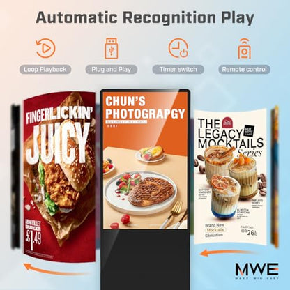 MWE 37 Inch Indoor Digital Signage Display Kiosk LCD Standing Commercial Poster Multimedia Advertising Display Totem with USB/HDMI/WiFi - color: Black, size: 37 inch, style: NonTouch-Screen
