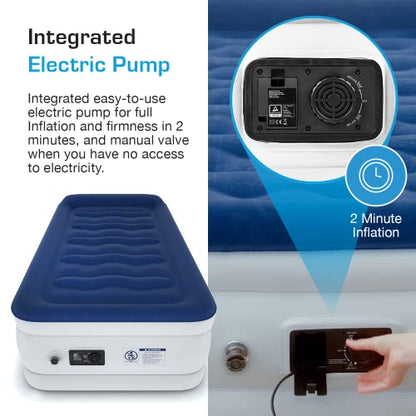 Active Era 21" Twin Air Mattress with Built-in Pump & Raised Pillow - Heavy Duty Puncture Resistant, Waterproof Blow Up Bed - style: Luxury