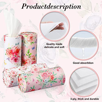 Ctosree 16 Pcs Car Tissue Holder Bulk Floral Cylinder Box Cup Holder