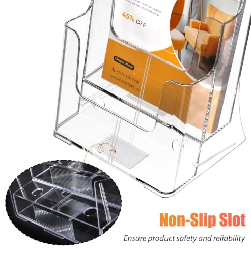FUCDTEFC 2 Pack Acrylic Brochure Holder 8.5x11 & 4 x9 Inches, Clear 2 Tier Literature Magazine Stand Brochure Display Stand w Removable Divider Universal, Flyer Holder for Wall Mount or Countertop - size: 2 Pack 2-Tier Brochure Holder