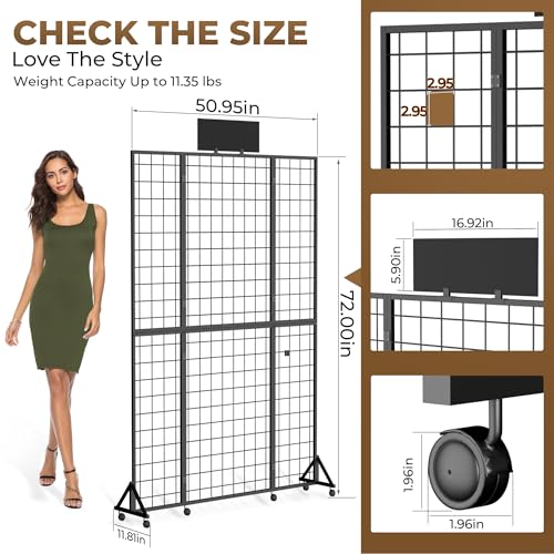 Foldable Grid Wall Panel, Gridwall Display Stand with Notice board - color: Black