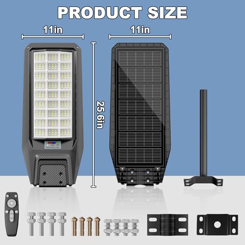 9500W Solar Street Light Outdoor Waterproof, 250000LM Large Commercial Light Solar Powered Dusk to Dawn LED Security Flood Lights with Remote/Motion Sensor, IP67 for Parking Lot/Garden/Yard - size: XXL--4Pack