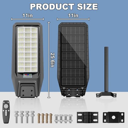 9500W Solar Street Light Outdoor Waterproof, 250000LM Large Commercial Light Solar Powered Dusk to Dawn LED Security Flood Lights with Remote/Motion Sensor, IP67 for Parking Lot/Garden/Yard - size: XXL--4Pack