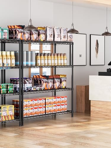 Golpart 4Tier Adjustable Storage Shelves Metal Wire Shelving Standing Shelf - color: Black, size: 4-tier-18"Dx46"Wx59"H