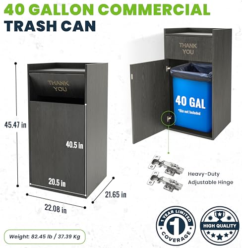 Alpine Restaurant Trash Can Cabinet - Commercial Trash Can 40 Gallon, Garbage Receptacle Indoor with Tray Holder for Restaurants, Cafeterias (Black) - color: Espresso Black