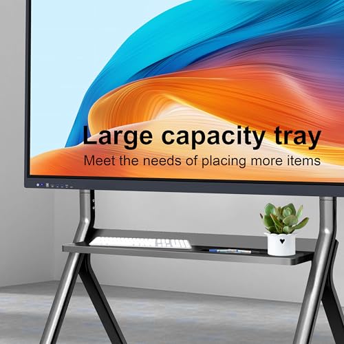 42"-75" Smart Board Stand for Interactive Whiteboard，Mobile Stand for Smart Whiteboard with Lockable Wheels，Smart Board for Classroom Office（Silver）